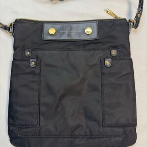 Marc Jacobs Black Nylon Crossbody Messenger Bag Gold Hardware Adjustable Strap